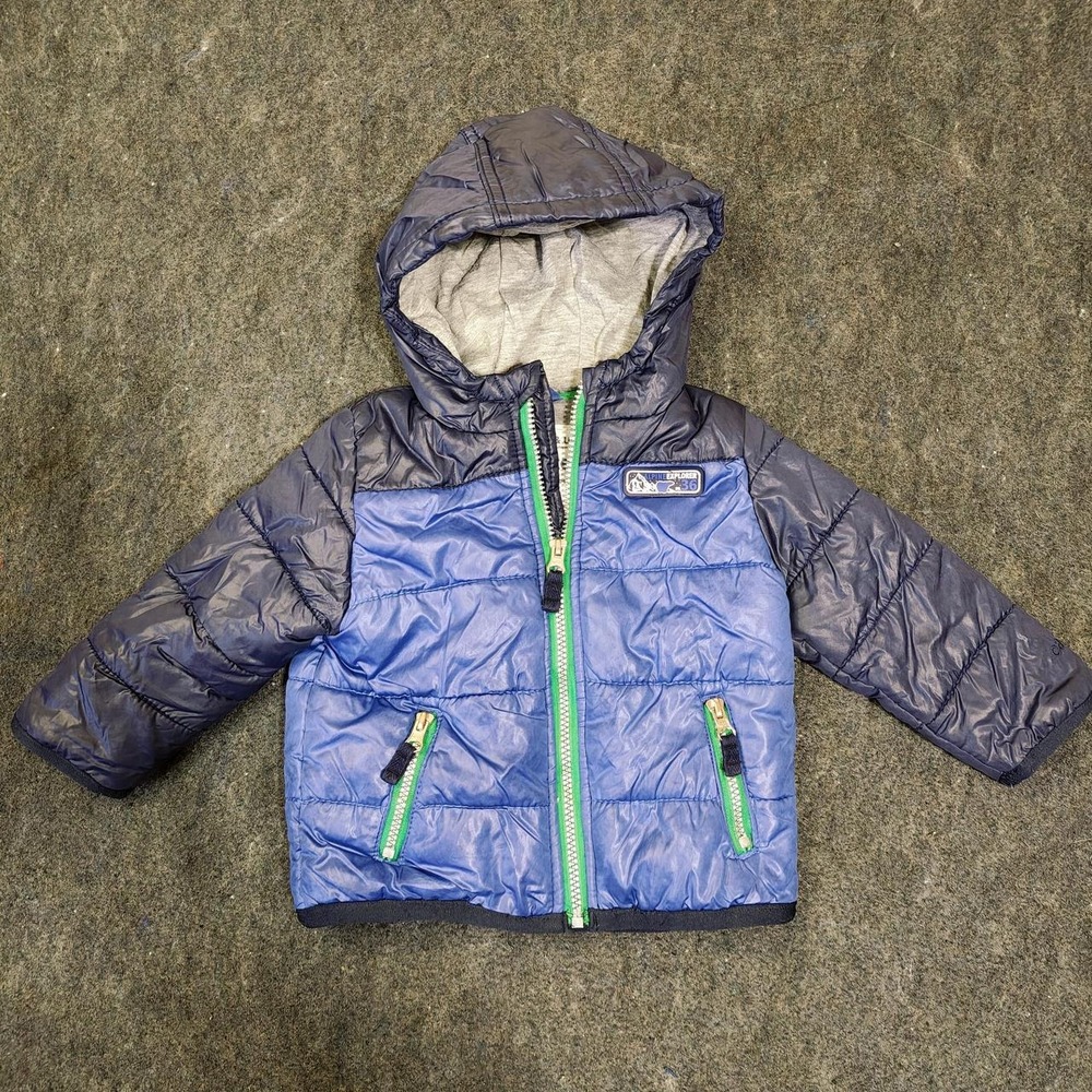 Carters Blue Navy Puffer Jacket Hooded Full Zip Coat 18 Months